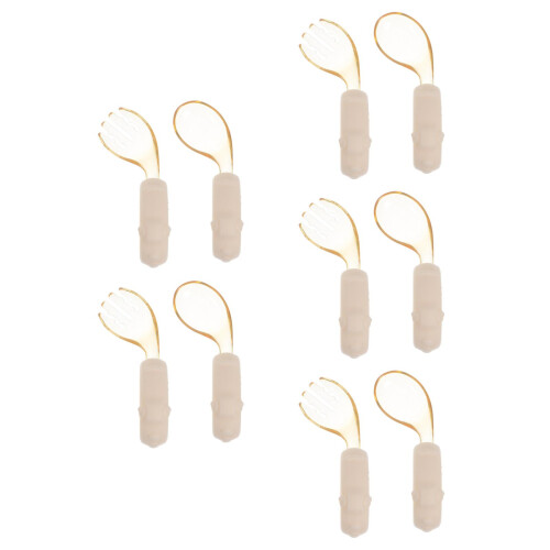 5Sets Ppsu feeding spoon Fork Set Ergonomic Beige Kids Cutlery 2