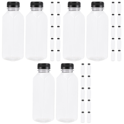 36Pcs Refillable Plastic Beverage Bottles Black Juice Storage Jars 2