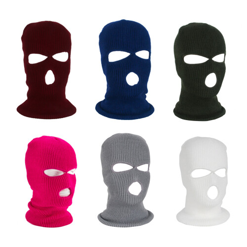 Strickgesichtsschutzmaske mit 3 Löchern, elastische Winter-Skihasmaske, Acryl, Einheitsgröße 2