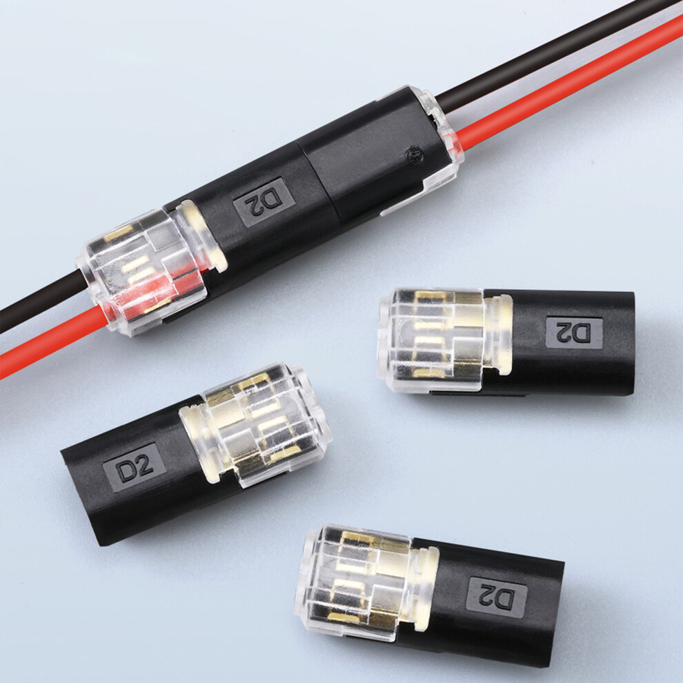 (Black, D2 50Pcs) Led Quick Connect Terminal - Plug & Play, No Solder 6265976156708