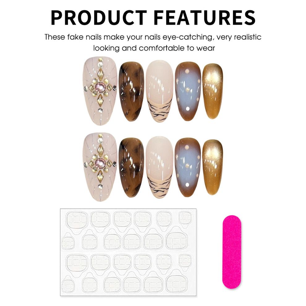 Dachuang Beauty (1185 Caramel Cookie Medium Oval, L) 10Pcs Brown Leopard Press-On Nails For Women