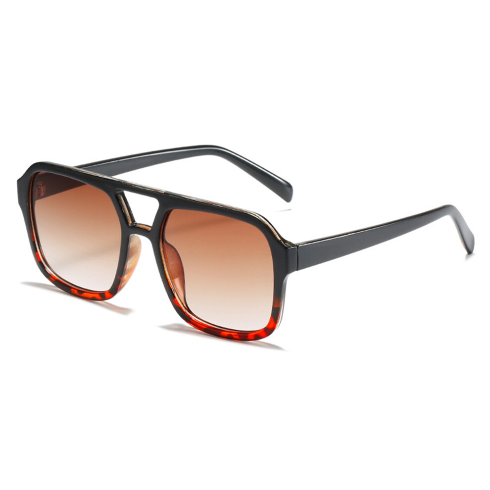 Dachuang Beauty Black ( Top And Lower Leopard Pattern) Summer Square Sunglasses For Driving & Running