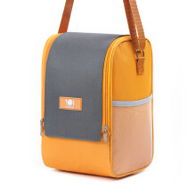 (Square Orange Gray) Insulated Lunch Bag, Thermal Food Carrier, Reusable Tote