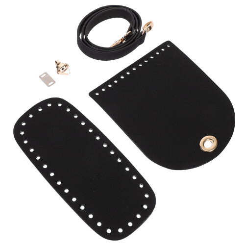 4Pcs DIY PU Handbag Making Kit Black Shoulder Bag Accessories 2