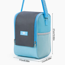 (Square Blue Gray) Insulated Lunch Bag, Thermal Food Carrier, Reusable Tote