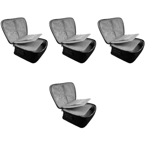 4Pcs Portable File Box Black Oxford Cloth Multi Layer Document Holder 2