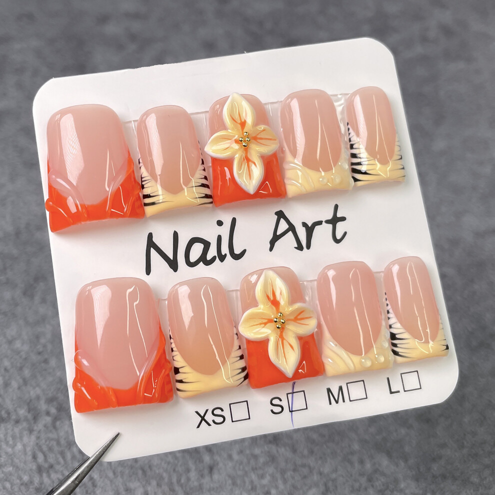 Dachuang Beauty (L) 10Pcs Nude Duck French Tip False Nails For Women