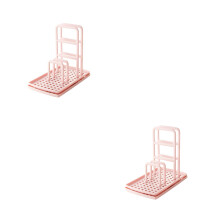 2Pcs Easy Install Pink Plastic Kitchen Drainer Sponge and Towel Holder