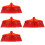 4Pcs Red Plastic Broom Heads for Kitchen and Room Sweeping Replacement 8