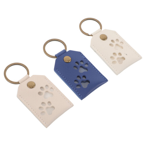 12Pcs Portable Pet Hair Keepsake Keychains Assorted Color PU 2