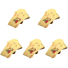 5Sets Golden Plastic Poker Cards Kit Portable Family Game Party Favors
