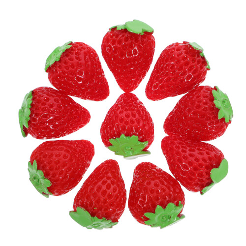 30Pcs Red Resin Strawberries Artificial Realistic Mini Fruit Ornaments 1