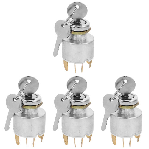4Pcs Automotive Car Ignition Switch Replacement with Key Silver