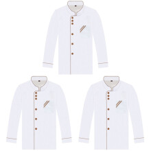 3Pcs Wearproof Long Sleeve Chef Coat White Casual Catering Top