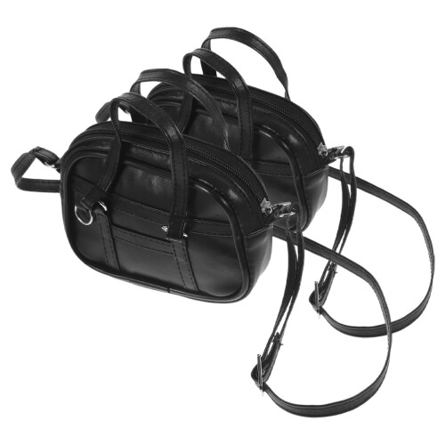 10Pcs Black PU Mini Doll Bag Easy-Clean Shoulder Bag for Dolls 1