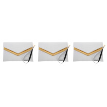 3Pcs White PU Women Clutch Bag Vintage Envelope Wristlet Evening Purse
