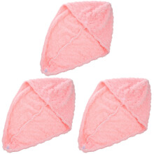 3Pcs Women's Pink Hair Drying Towels -Dry Turban Wraps