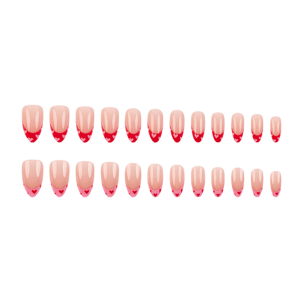 Dachuang Beauty Glossy Press-On Nails Pink&Red Tip For Women