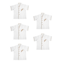 5Pcs White Short Sleeve Chef Jacket Easy Wash Catering Work Apparel