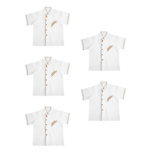 5Pcs White Short Sleeve Chef Jacket Easy Wash Catering Work Apparel