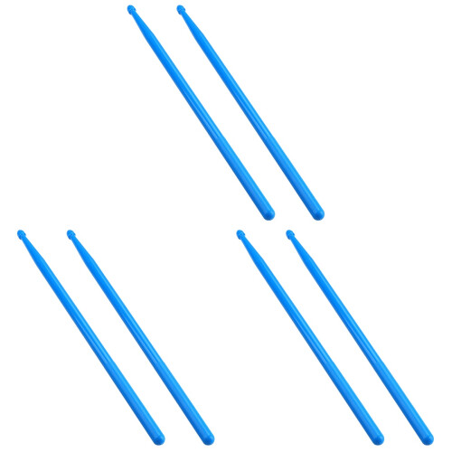 3Pairs Sky-Blue Nylon Drum Sticks Long Handle for Drum Set Performance