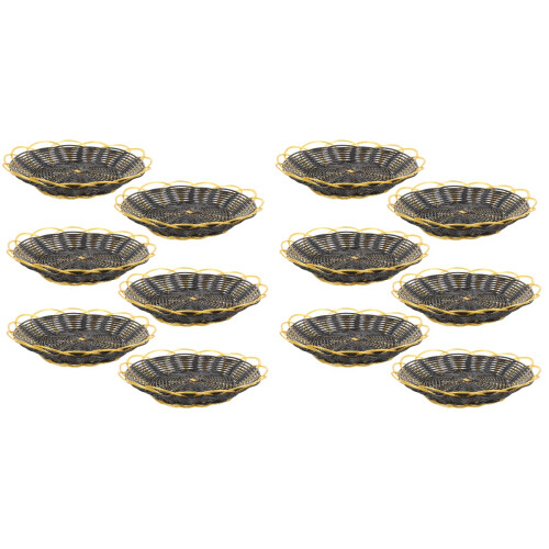 12Pcs Black Catering Basket for Snacks Bread and Fruit Storage
