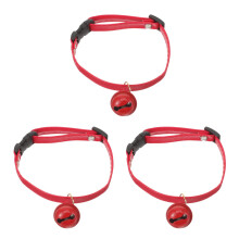3Pcs Red Pet Collar with Bell for Cat Puppy Fashionable