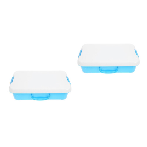 2Pcs Blue Plastic Sand Tray with Lid Portable Kids Storage Box