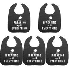 5Pcs Black Adult Bibs for Elderly Washable Durable Eating Accessories