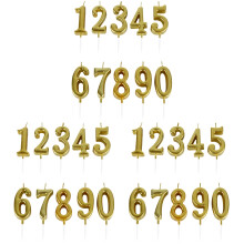 30Pcs Golden Number Candle Decors for Cakes Bright Wax Party Use