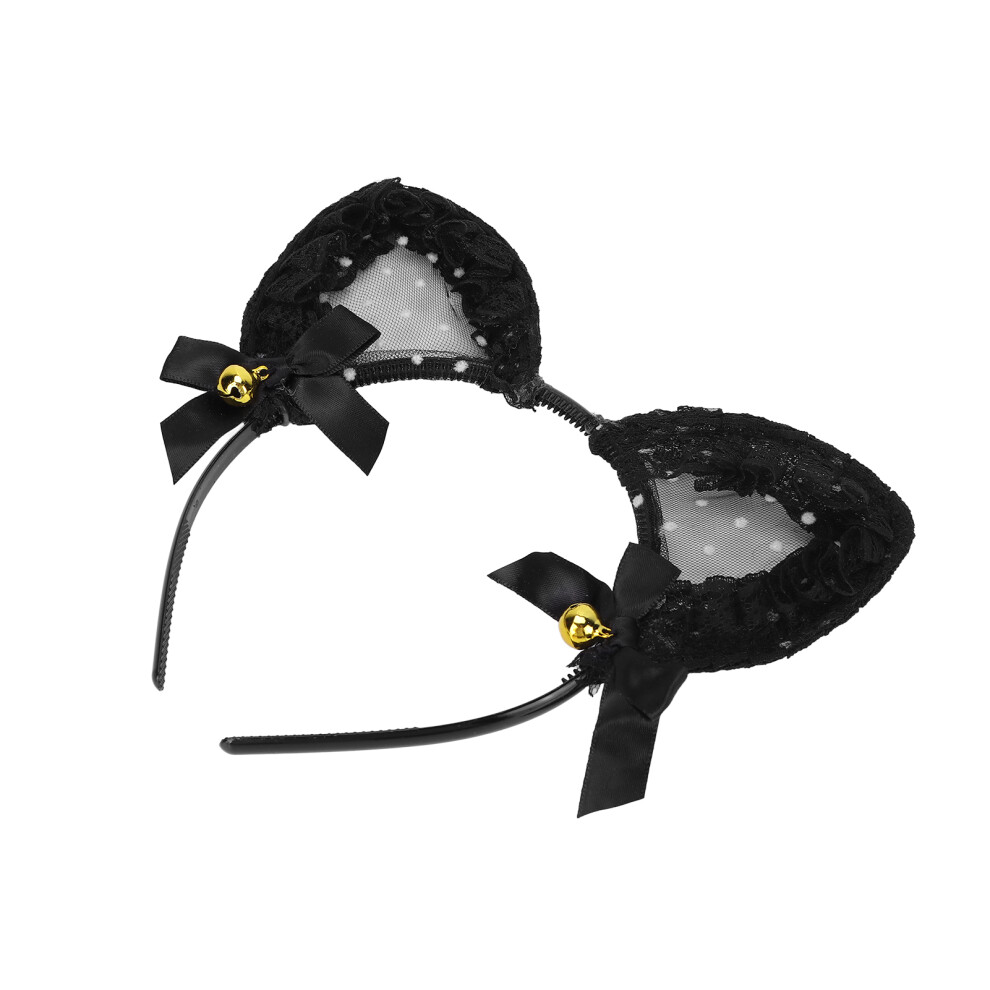 Cat Ear Headband with Bells, Slip-Resistant Kitty Hairband for Parties & Cosplay