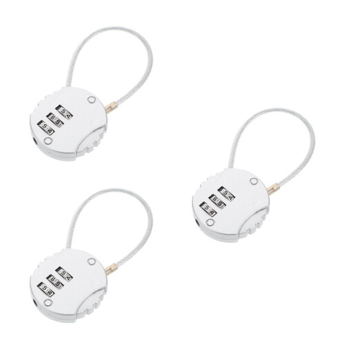 3Pcs Durable Silver Locker Locks with Number Code for Travel and Gym