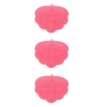 3Pcs Pink Shower Wall Back Scrubber with Suction Cups Hands Free Use