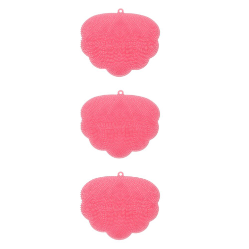 3Pcs Pink Shower Wall Back Scrubber with Suction Cups Hands Free Use