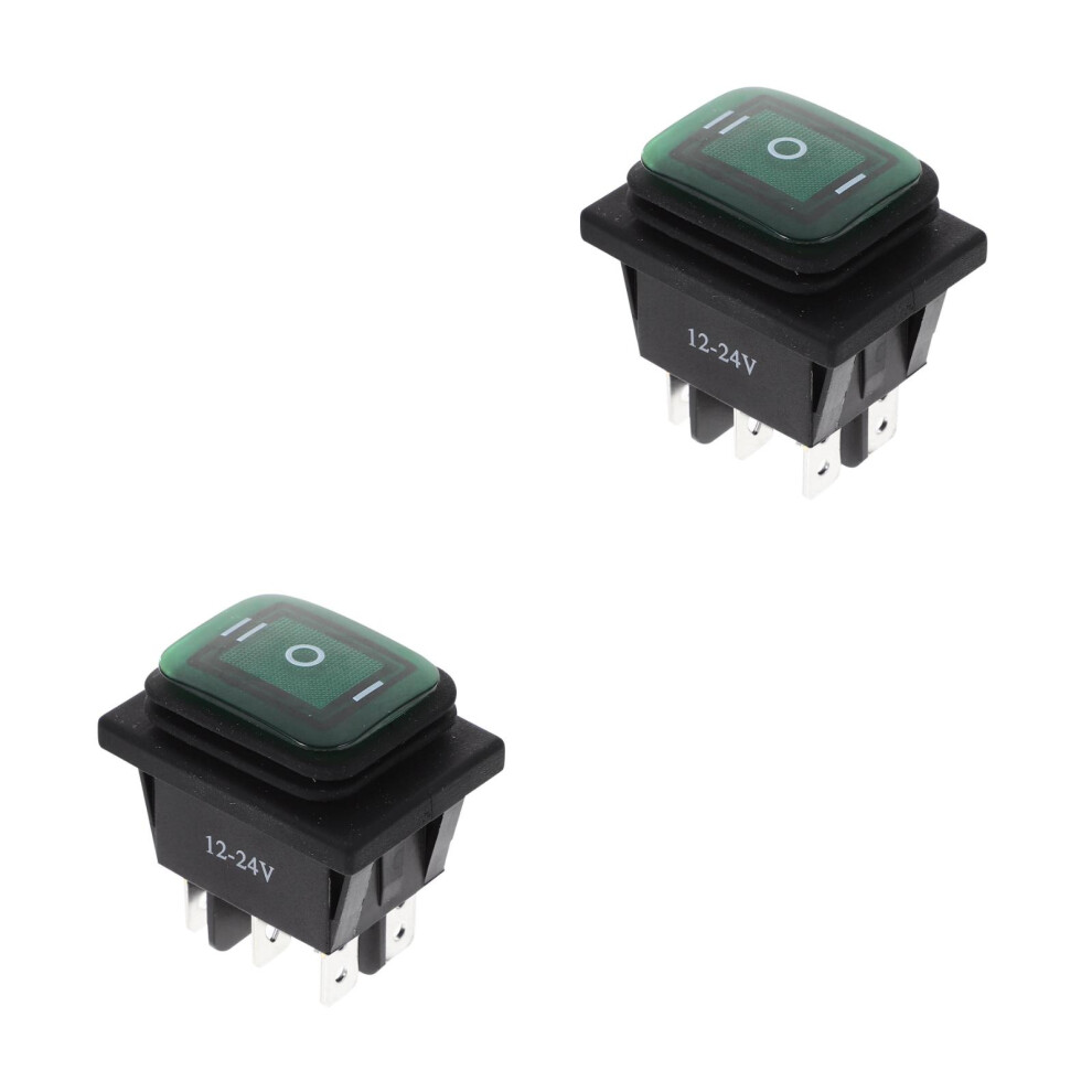 2Pcs Car Boat Rocker Switch 6 Pin Waterproof Round Toggle On-Off Green 3713461051791