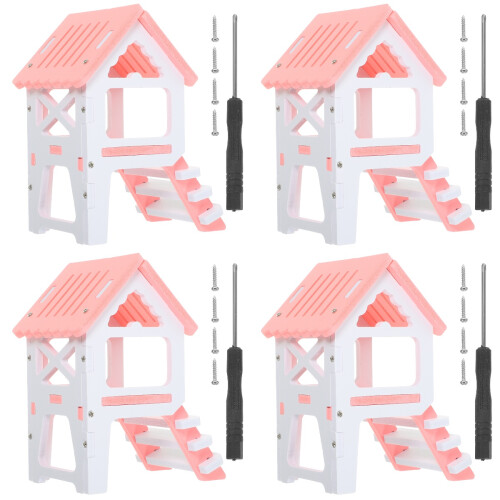 4Sets Durable PVC Hamster Villa Hideout Assorted Color for Small Pets