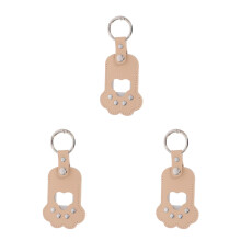 3Pcs Pet Memorial PU Keychain Beige Paw Shape Photo Holder