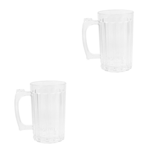 2Pcs Transparent Household Beer Mug with Handle Cups