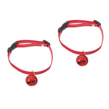 2Pcs Red Kitty Collar with Bell Adjustable Durable Pet Collar Fashion