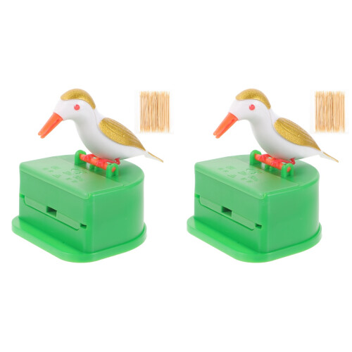 2 Sets Bird Toothpick Box Retro Storage Smooth Round Body Holder