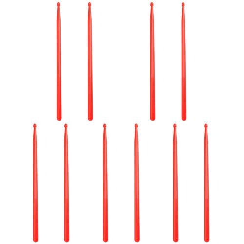 5Pairs Long Red Nylon Drum Sticks for Drummers Drum Set and Percussion