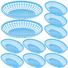 24Pcs Blue Plastic Food Storage Baskets Reusable Snack Serving Plates
