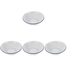4Pcs Lightweight White Enamel Kitchen Bowls Soup Fruit Salad Basins