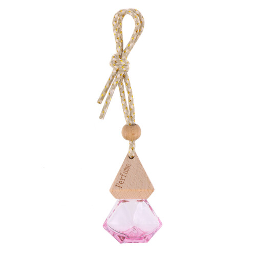 4Pcs Glass Car Perfume Bottles Pink Wood Cap Car Diffuser Set 1