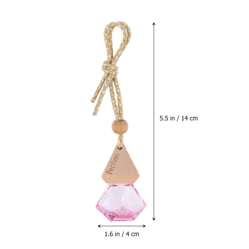 4Pcs Glass Car Perfume Bottles Pink Wood Cap Car Diffuser Set 2