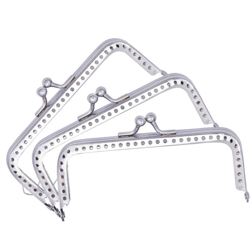 2Pcs Metal Clutch Frame Silver Purse Making Lock Accessories 1
