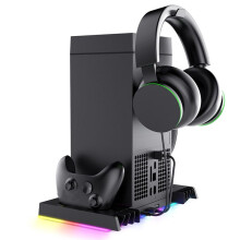 Kylfläktstativ och Laddningsstation för  Series X-Konsolkontroll med RGB-Färgljuslagring med Fläktsystem
