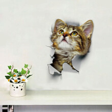 (1) 3D Cat Wall Sticker for Bathroom & Living Room