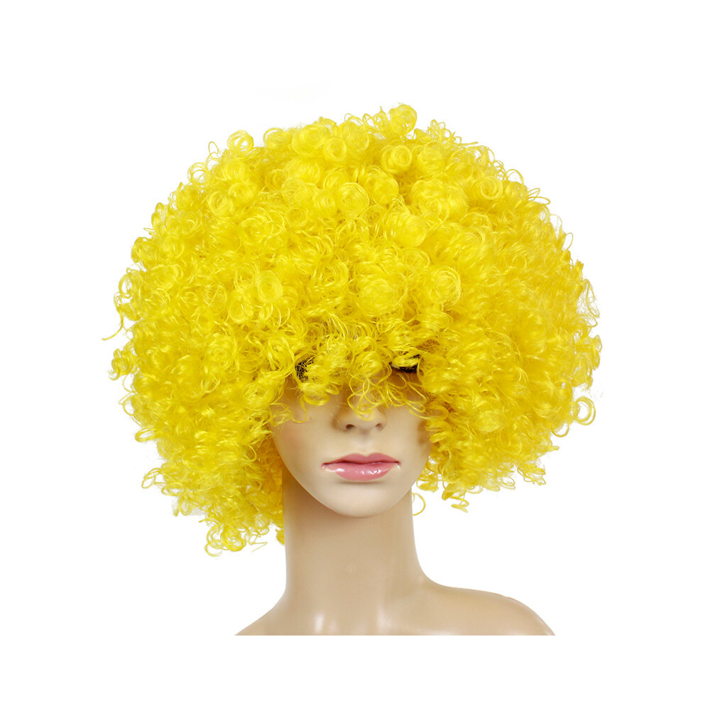 Dachuang Beauty Unisex Yellow (Yellow) Afro Curly Wigs For Football Fans, Party Hairstyles