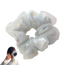 (Blue L) French Fairy Scrunchies Hair Rings for Girls